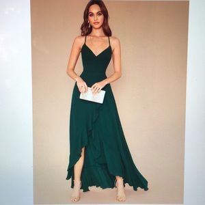 Lace Up Ruffle Slip Dress